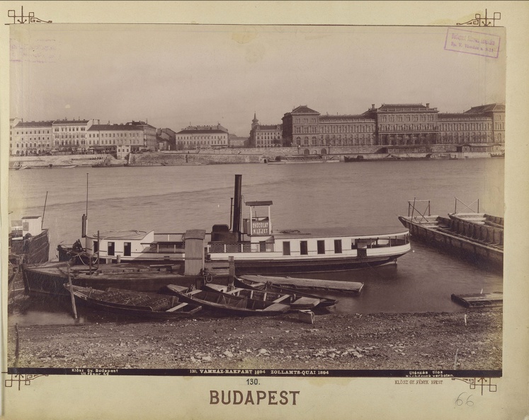 "Vámház rakpart. A felvétel 1890 után készült." A kép forrását kérjük így adja meg: Fortepan / Budapest Főváros Levéltára. Levéltári jelzet: HU.BFL.XV.19.d.1.07.131